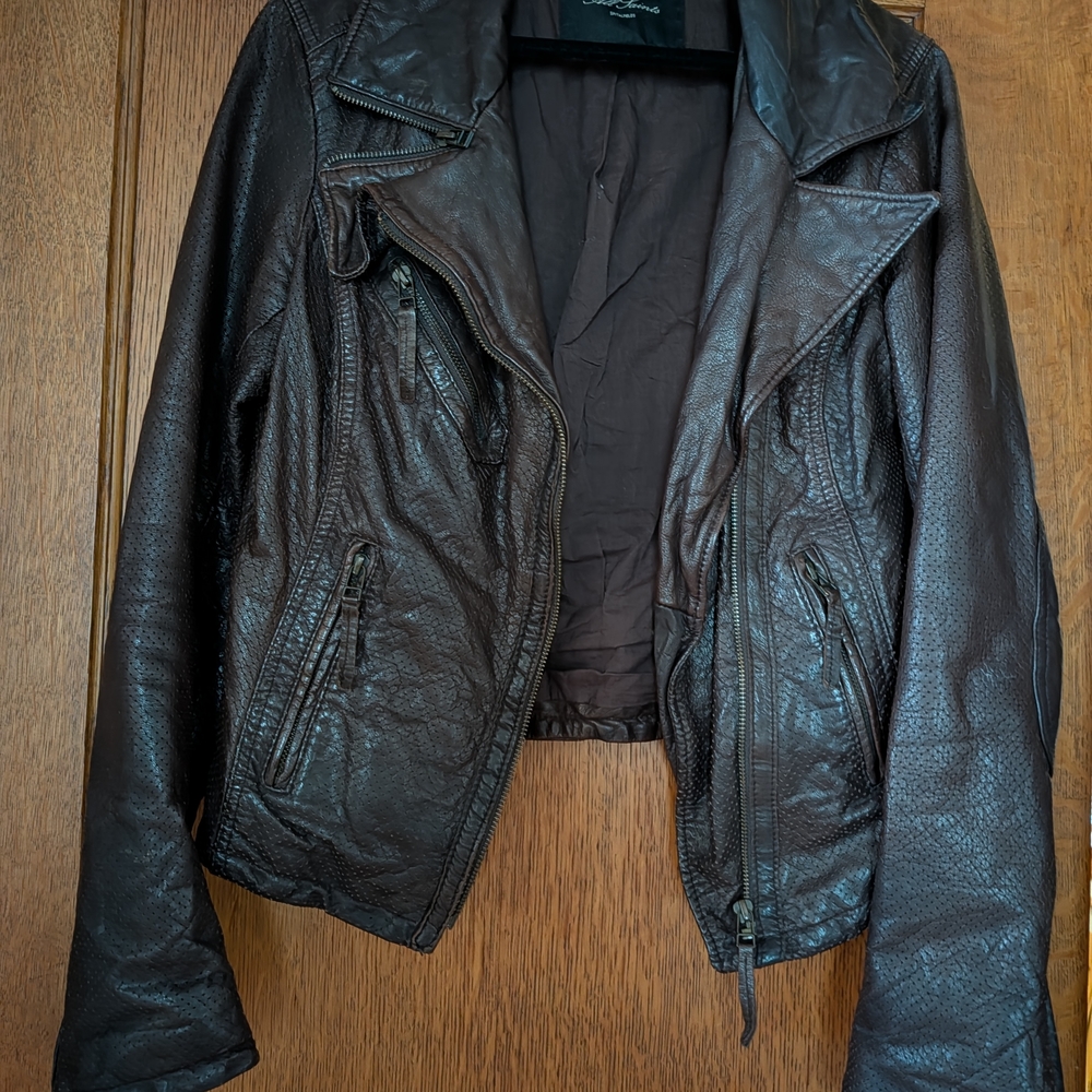 All Saints Dark Brown Leather Jacket